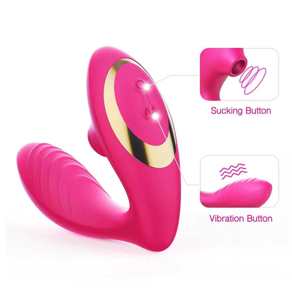 Woman Wear Sucking Tease Vibrator Clitoris Vagina G-Spot Mastubator Dildo Anal Prostate Masturbation Sucker Sex Toys for Couple