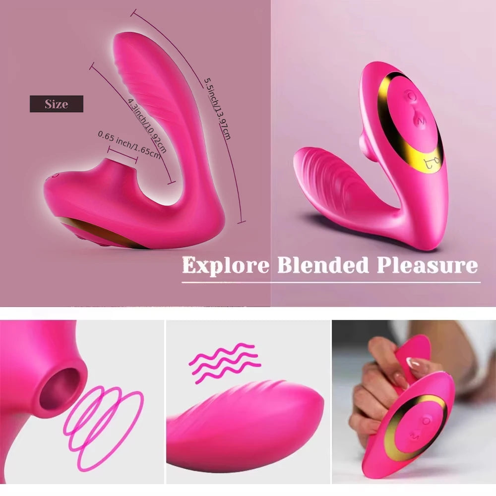 Woman Wear Sucking Tease Vibrator Clitoris Vagina G-Spot Mastubator Dildo Anal Prostate Masturbation Sucker Sex Toys for Couple